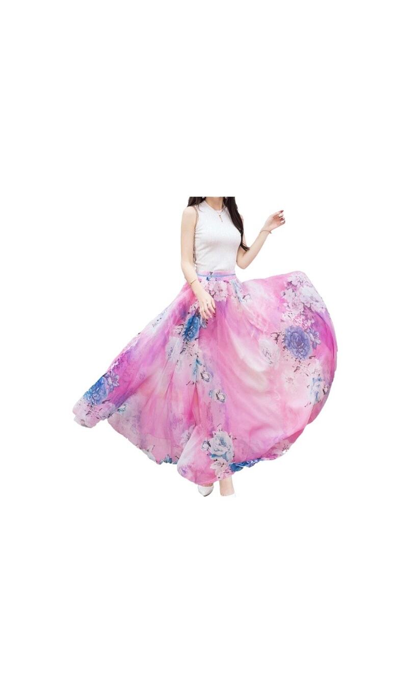 New Afibi Women Full Length Maxi Chiffon Long Skirt Size 3X